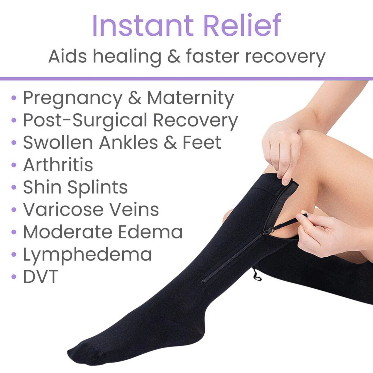 AvoWraps Zippered Compression Stockings – Easy Application 15-20 mmHg