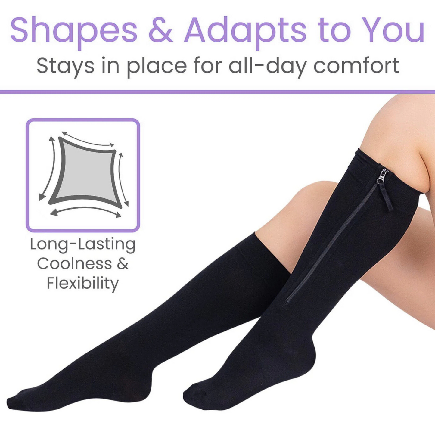 AvoWraps Zippered Compression Stockings – Easy Application 15-20 mmHg
