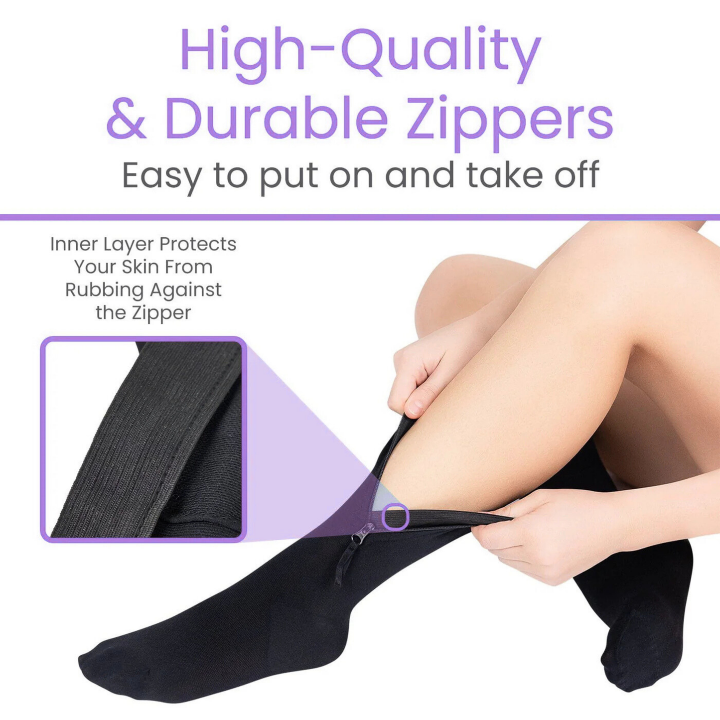 AvoWraps Zippered Compression Stockings – Easy Application 15-20 mmHg